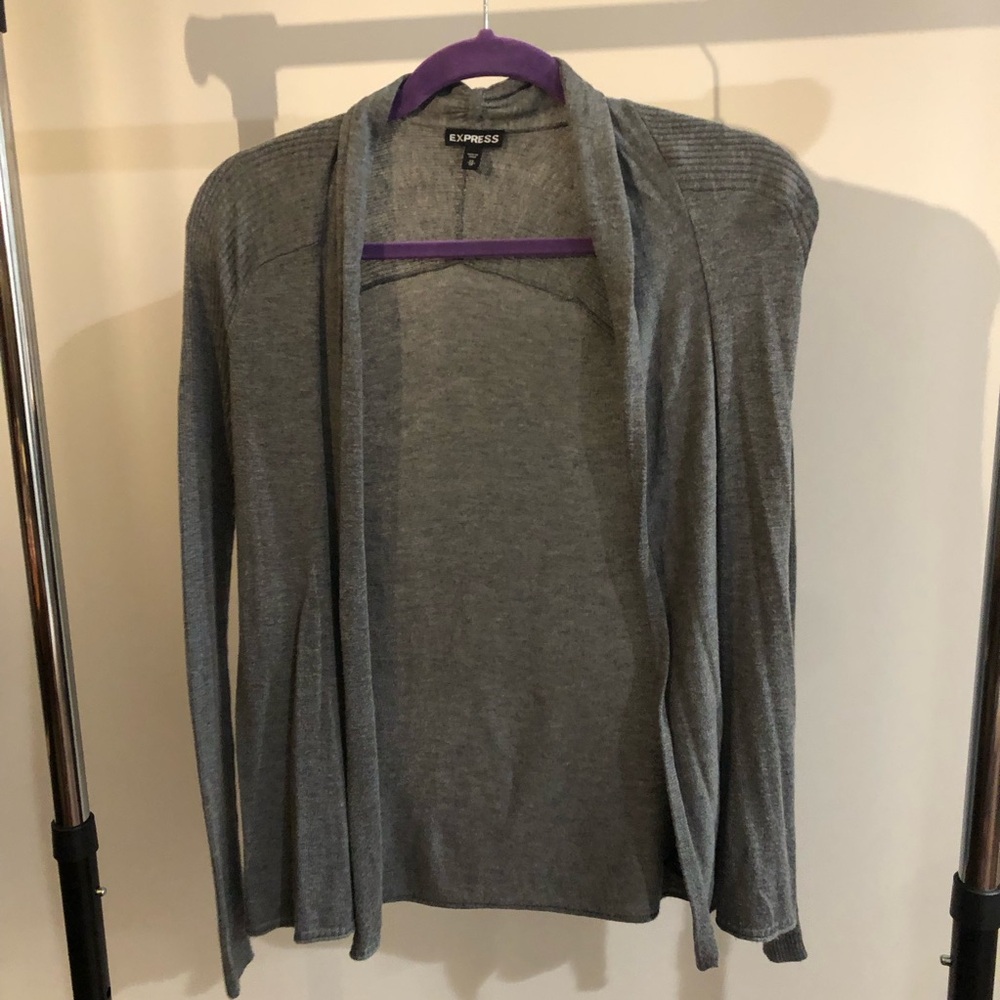 Express Charcoal Knit Open Front Cardigan